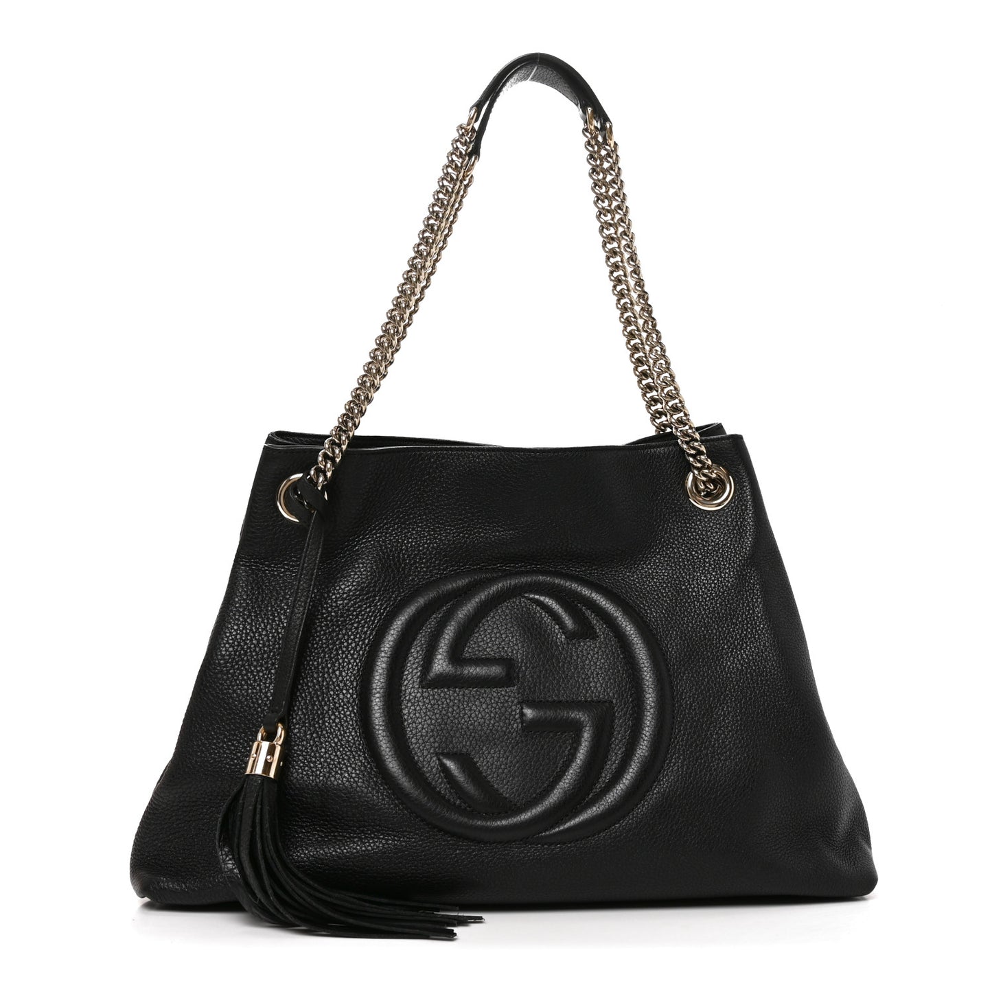 Pebbled Calfskin Medium Soho Chain Shoulder Bag Black