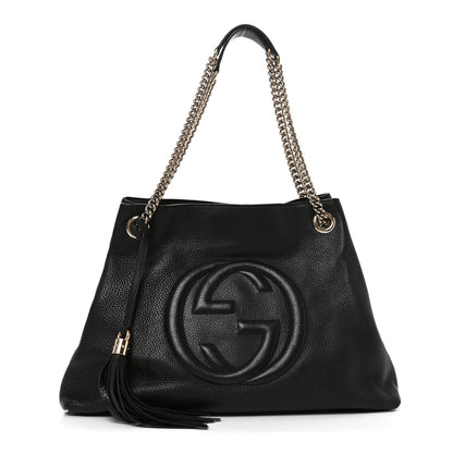 Gucci Pebbled Calfskin Medium Soho Chain Shoulder Bag Black 1 of 10