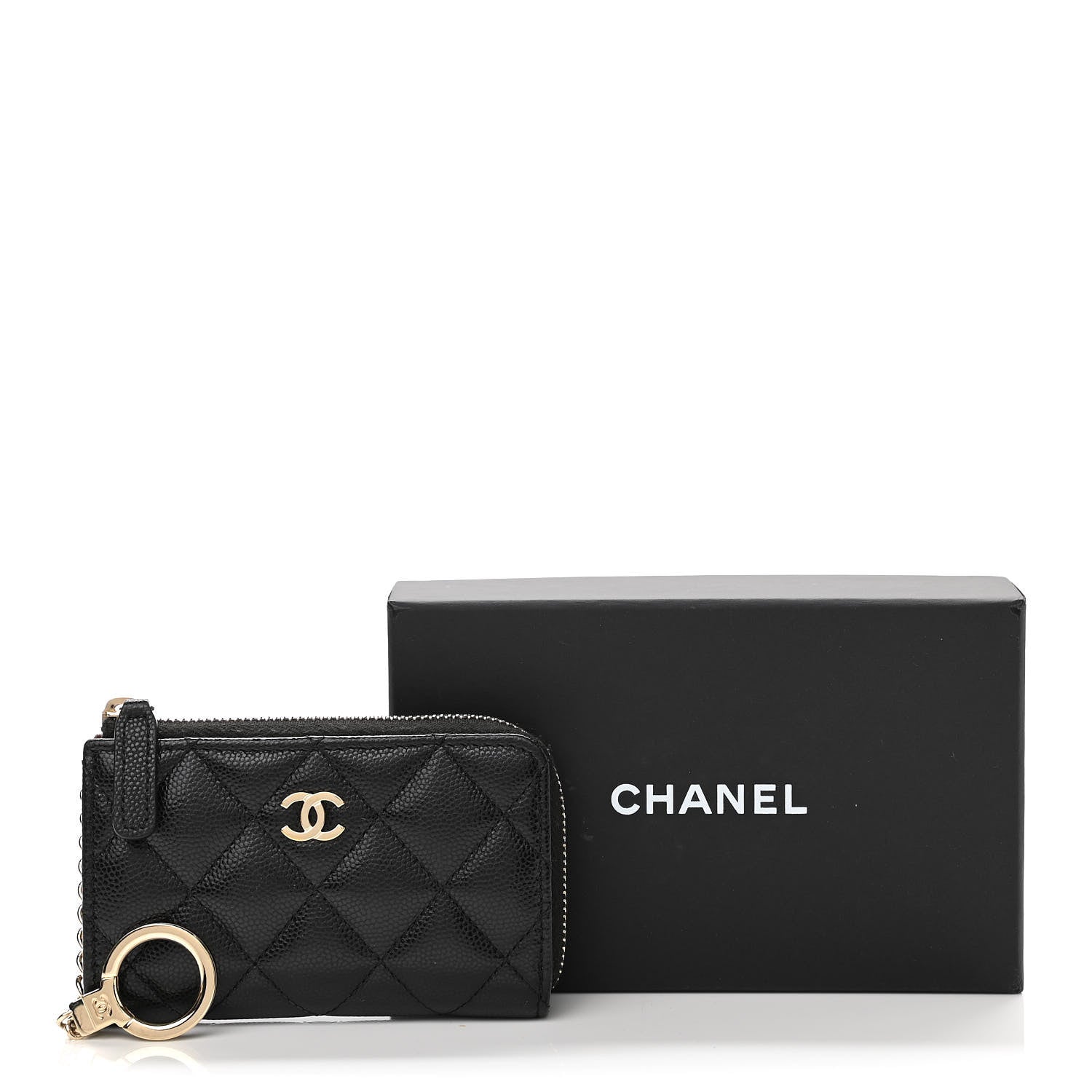 Chanel Caviar Quilted Zipped Key Holder Case Black 8 of 8