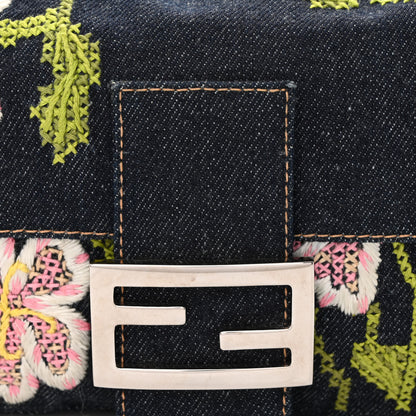 Fendi Denim Embroidered Baguette Blue Multicolor 7 of 10