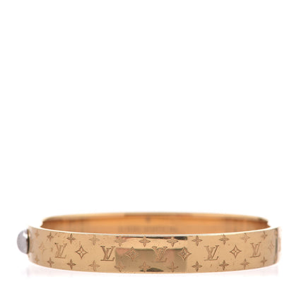 Louis Vuitton Brass Monogram Nanogram Cuff M Gold 8 of 14