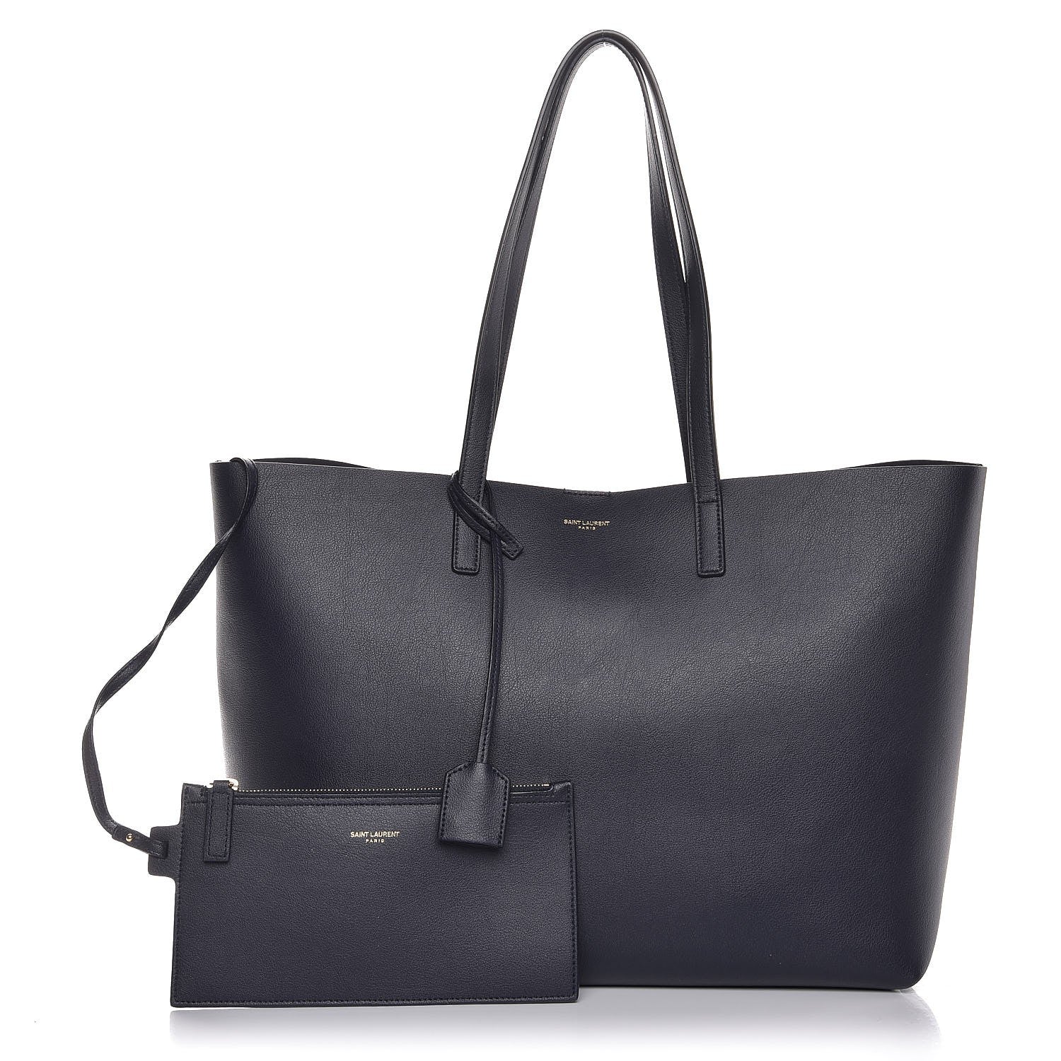 Saint Laurent Calfskin Large Shopping Tote Deep Marine 1 of 9