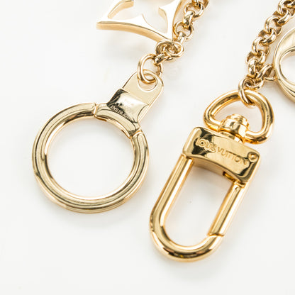 Louis Vuitton Brass Enamel Fleur De Monogram Bag Charm Chain Gold 4 of 4