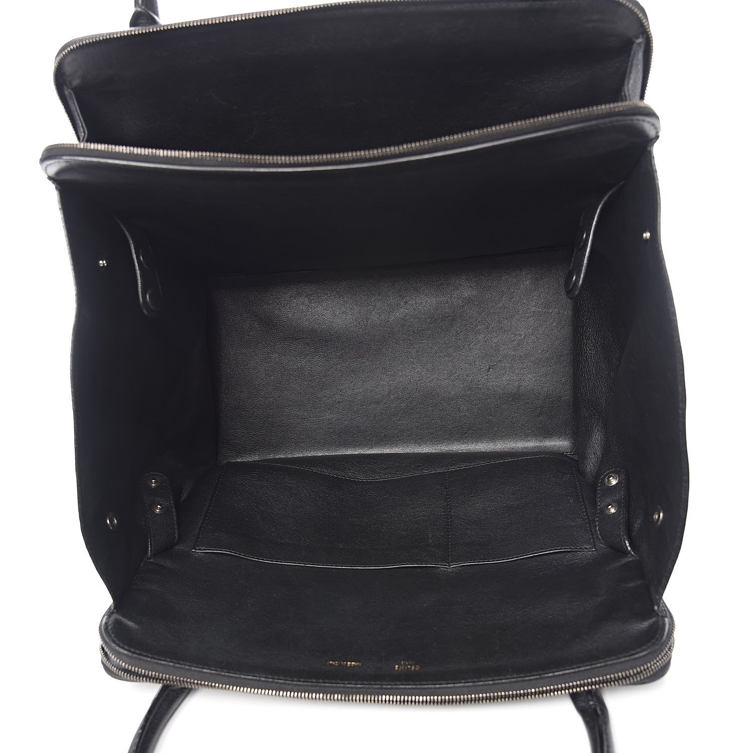 Celine Drummed Calfskin Suede Double Zip Trapeze Black 5 of 13