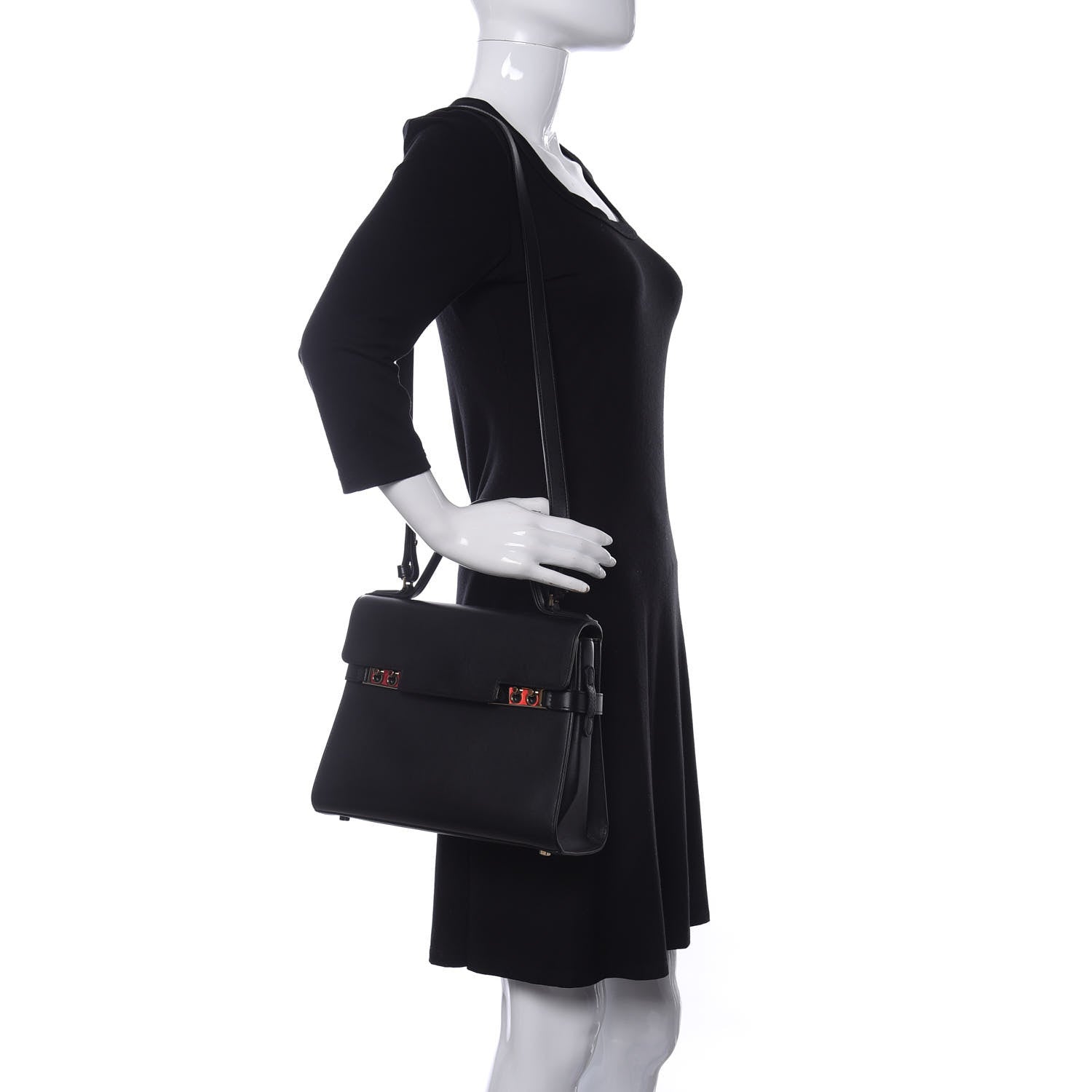 Delvaux Calfskin MM Tempete Satchel Black 2 of 9