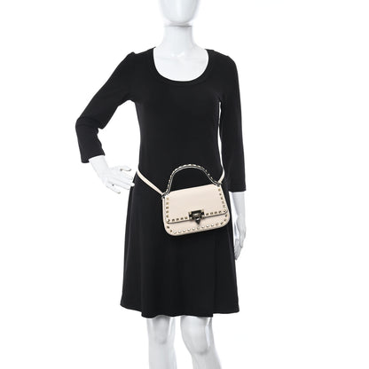 Valentino Garavani Grainy Calfskin Small Rockstud Top Handle Bag Light Ivory 3 of 11