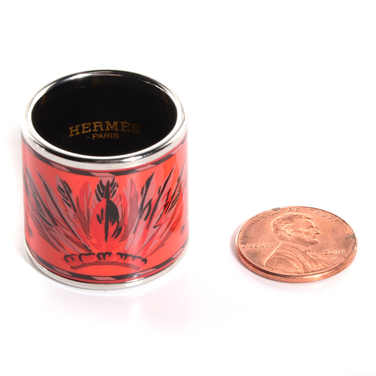 Hermes Enamel Palladium Plated Brazil Scarf Ring 2 of 6