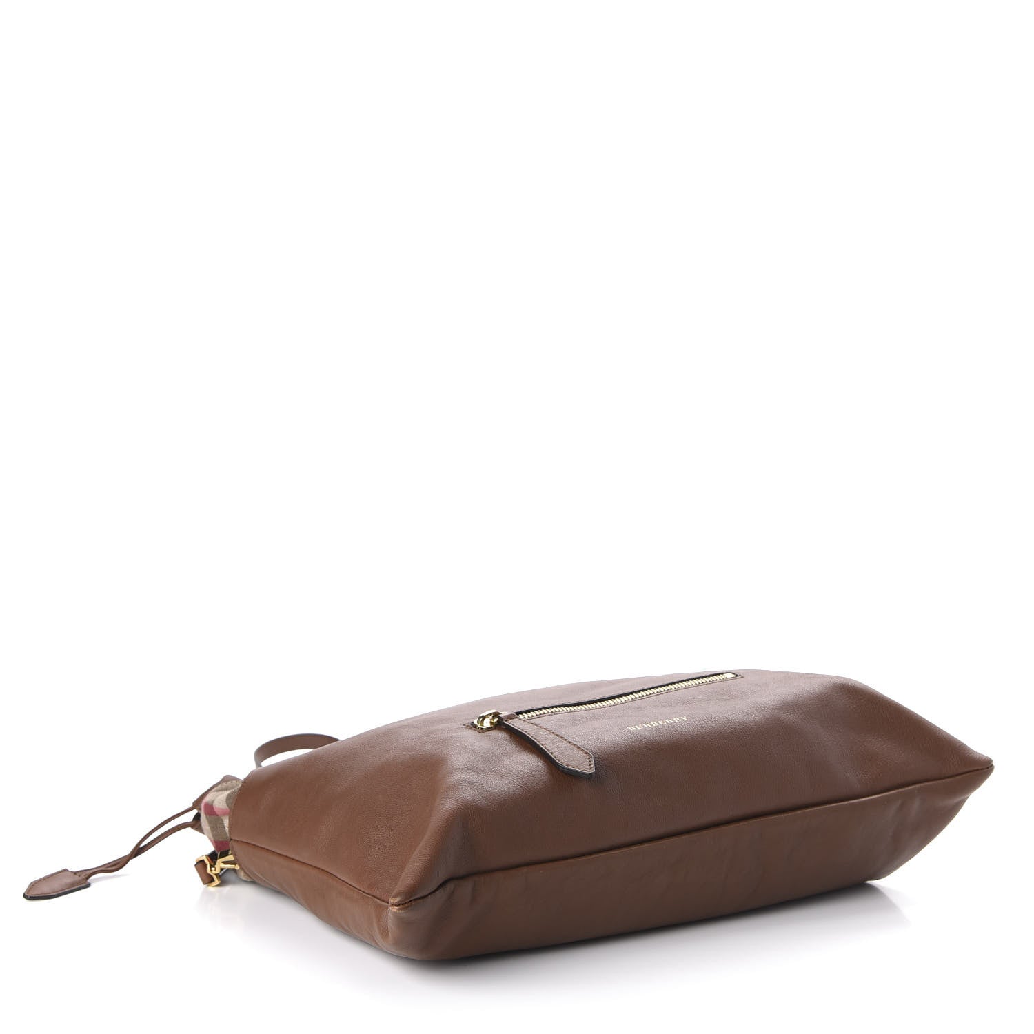 Burberry Soft Calfskin House Check Big Crush Tote Brown Ochre 4 of 9