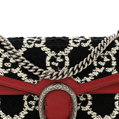 Gucci Tweed GG Monogram Small Dionysus Shoulder Bag Black White Romantic Cherry 8 of 12