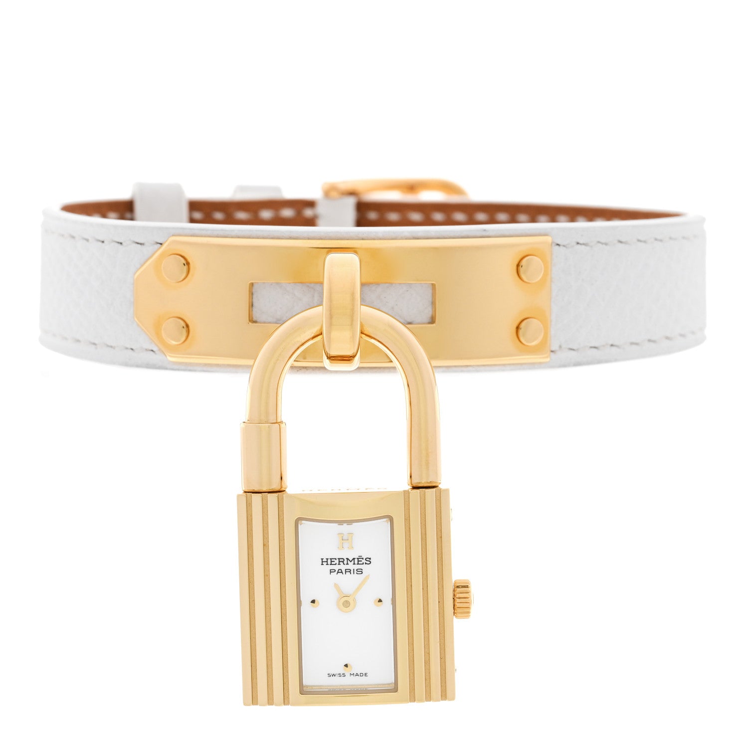 Hermes Stainless Steel Epsom 20mm Kelly Cadena Quartz Watch Blanc 2 of 5