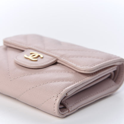 Chanel Calfskin Chevron Quilted Compact Flap Wallet Pink 6 of 9