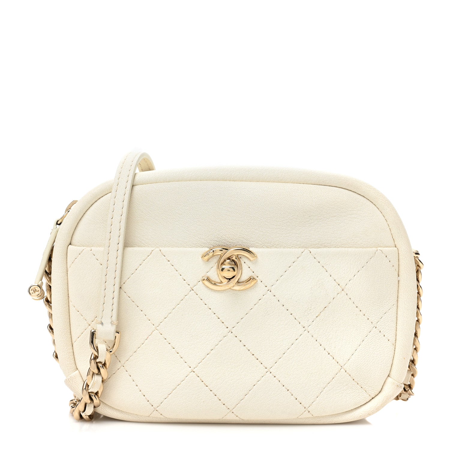 Chanel Goatskin Quilted Small Casual Trip Camera Case White 1 of 13