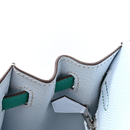Hermes Epsom Tri-Color Kelly Sellier 25 Bleu Brume Vert Jade Gold 10 of 16