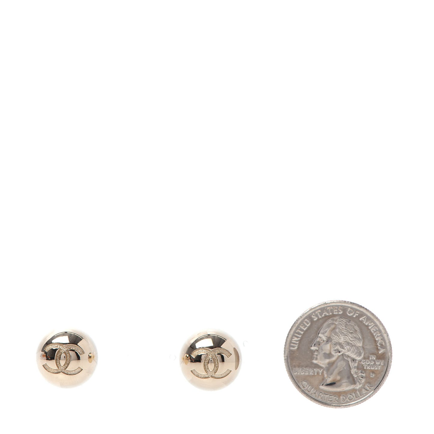 Metal Bead CC Stud Earrings Gold