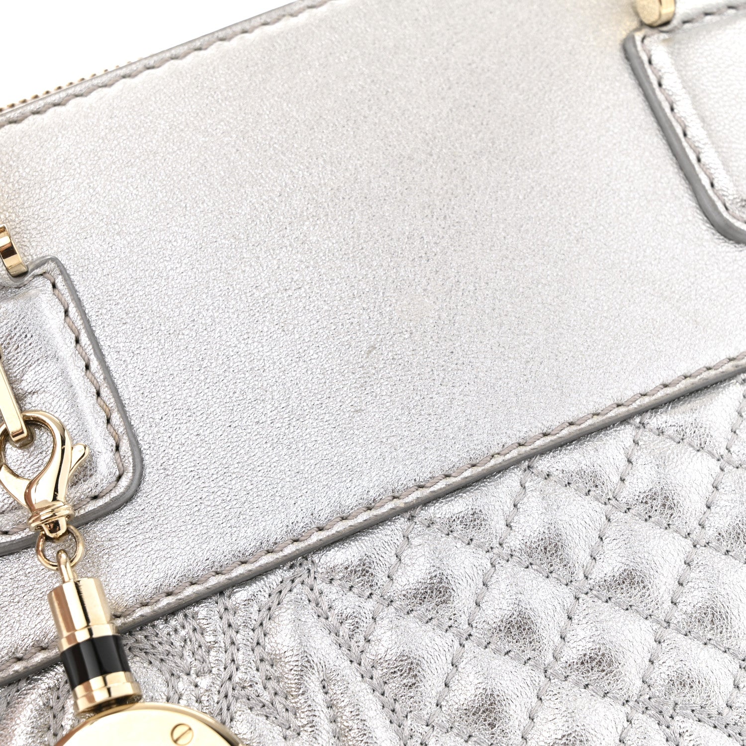 Versace Metallic Quilted Nappa Altea Vanitas Lady Athena Silver 13 of 13