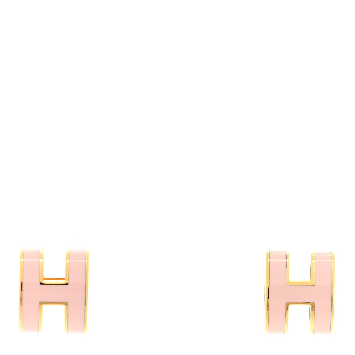 Hermes Rose Gold Lacquered Mini Pop H Earrings Rose Sakura 1 of 4