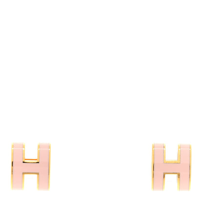 Hermes Rose Gold Lacquered Mini Pop H Earrings Rose Sakura 1 of 4