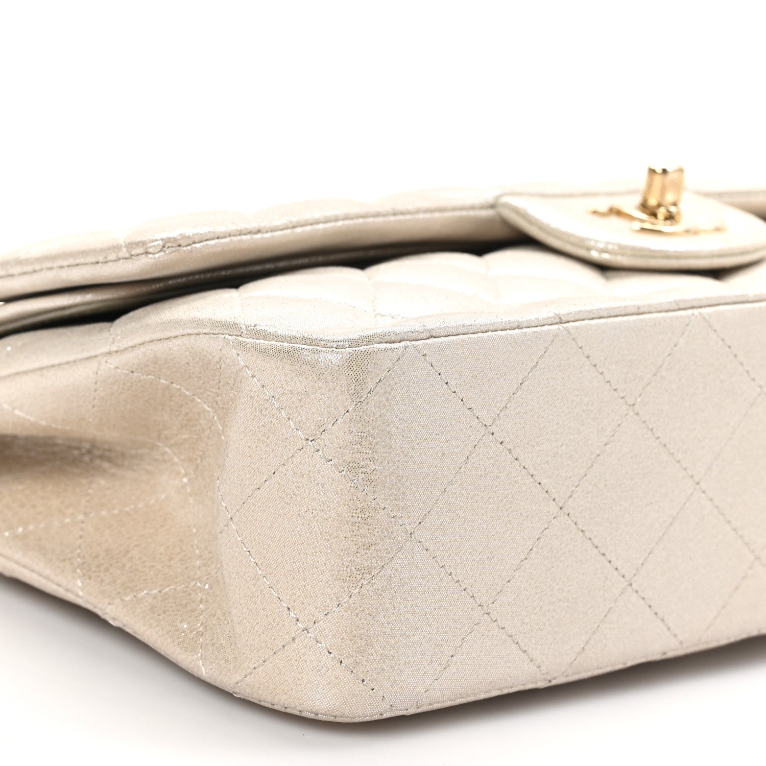 Chanel Iridescent Calfskin Quilted Medium Double Flap Light Gold 9 of 11