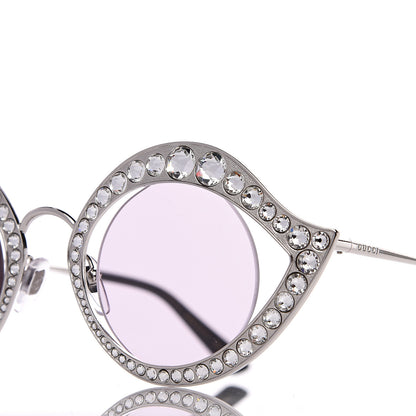 Gucci Metal Crystal Cat Eye Sunglasses GG0046S Silver 7 of 8