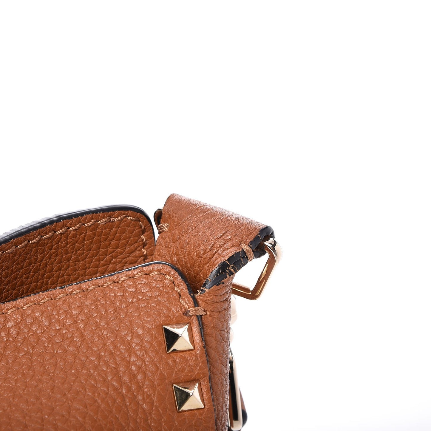 Pebbled Calfskin Large Rockstud Flip-Lock Messenger Bag Light Cuir
