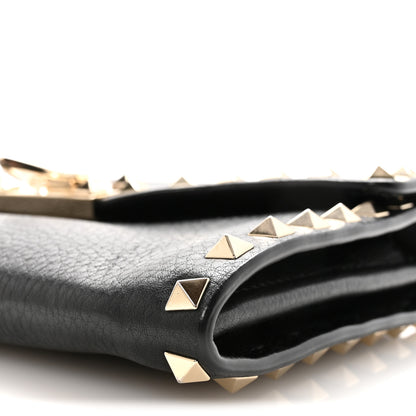 Valentino Garavani Pebbled Calfskin Rockstud Flip Lock Shoulder Bag Black 9 of 9