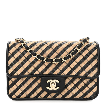 Chanel Raffia Jute Striped Small Urban Jungle Single Flap Black Beige 1 of 11