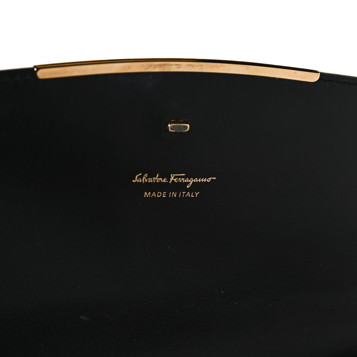 Grained Calfskin Leopard Print Gancio Shoulder Bag Black