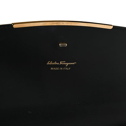 Salvatore Ferragamo Grained Calfskin Leopard Print Gancio Shoulder Bag Black 8 of 10