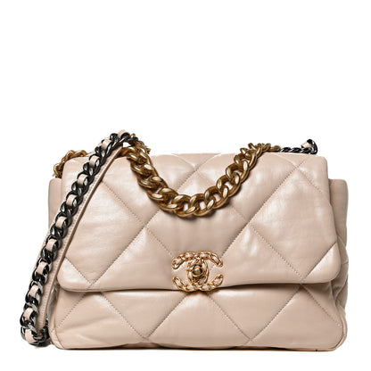 Chanel Lambskin Quilted Large Chanel 19 Flap Beige 1 of 10