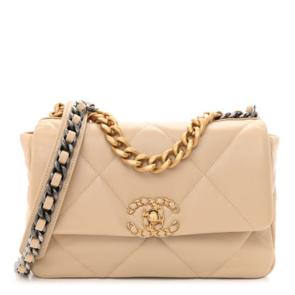 Chanel Lambskin Quilted Medium Chanel 19 Flap Light Beige 1 of 11