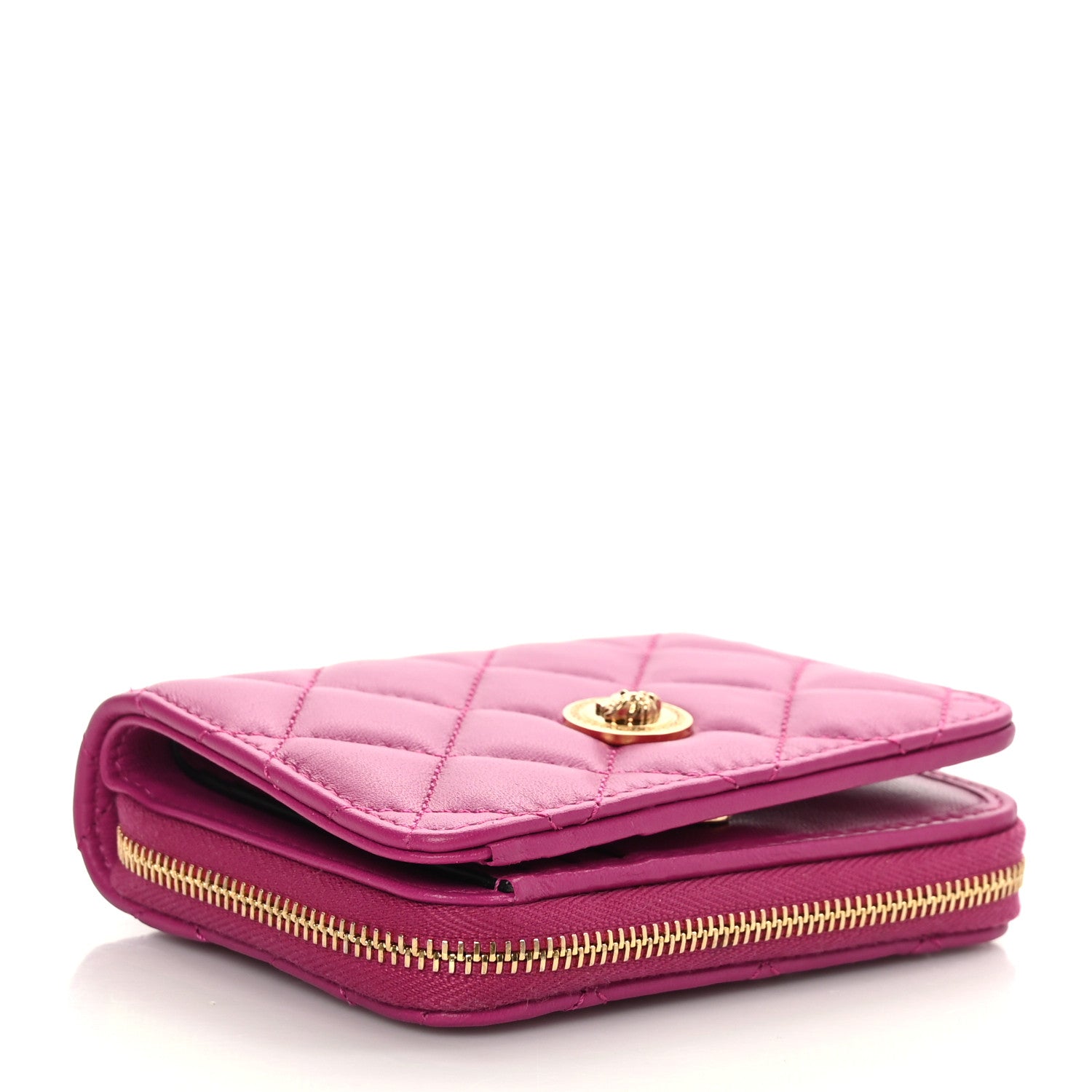 Versace Nappa Quilted Medusa Compact Zip Around Wallet Pink 4 of 7