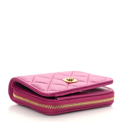 Versace Nappa Quilted Medusa Compact Zip Around Wallet Pink 4 of 7