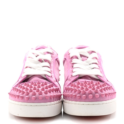 Christian Louboutin Veau Velours Calfskin Spikes Womens Vieira Flat Sneakers 38.5 Gummy 3 of 12