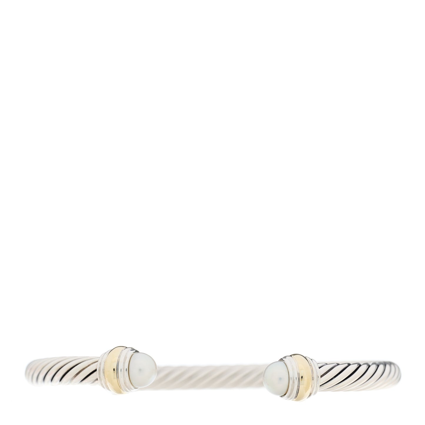 Sterling Silver 14K Yellow Gold Pearl 5mm Cable Classics Bracelet