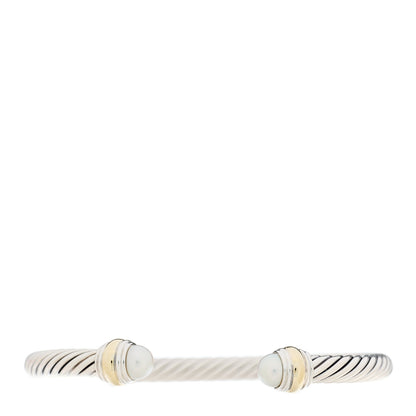 David Yurman Sterling Silver 14K Yellow Gold Pearl 5mm Cable Classics Bracelet 1 of 4
