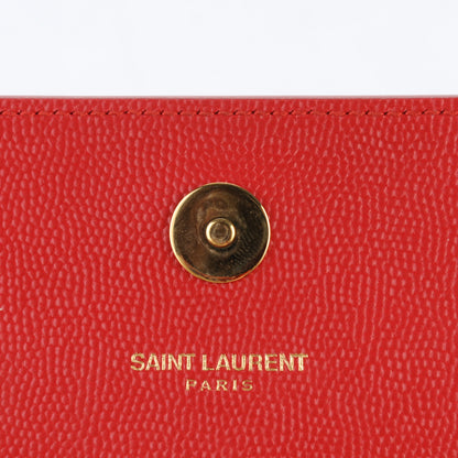 Saint Laurent Grain De Poudre Classic Monogram Clutch New Red 5 of 7
