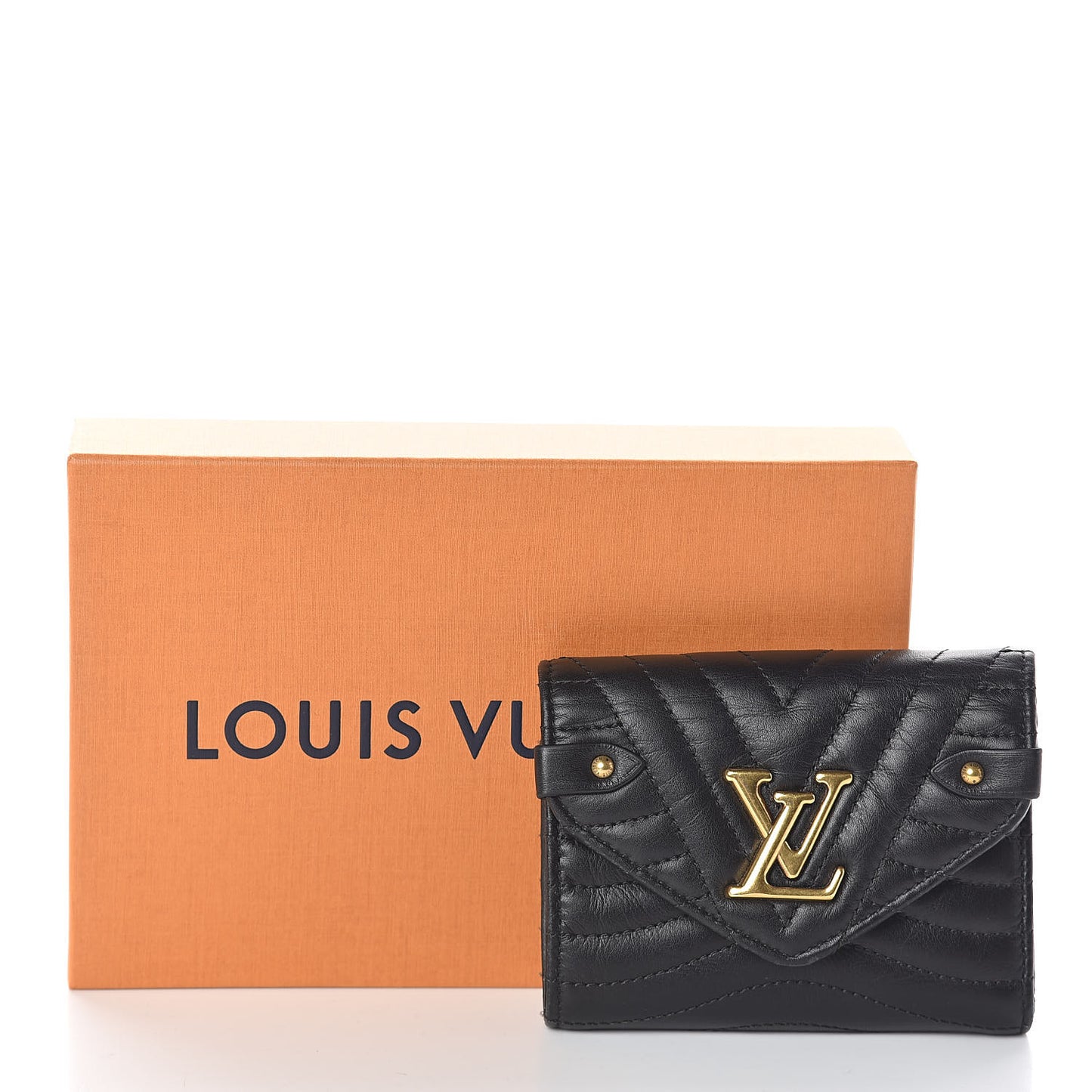 Calfskin New Wave Compact Wallet Black