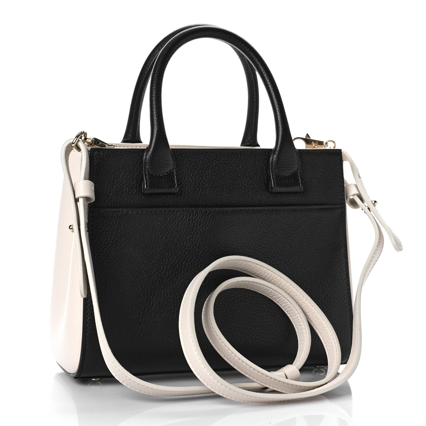 Grained Calfskin Mini Bi-Color Neo Executive Shopper Tote Black Beige