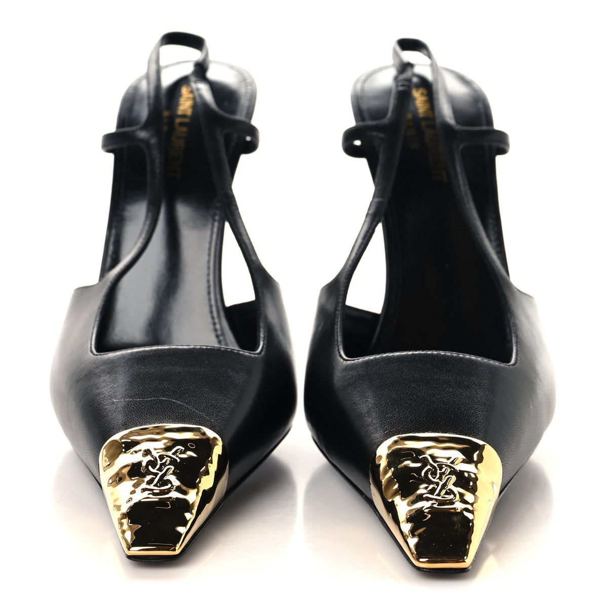 Saint Laurent Smooth Calfskin Jeanne 110 Slingback Pumps 41 Black 3 of 10