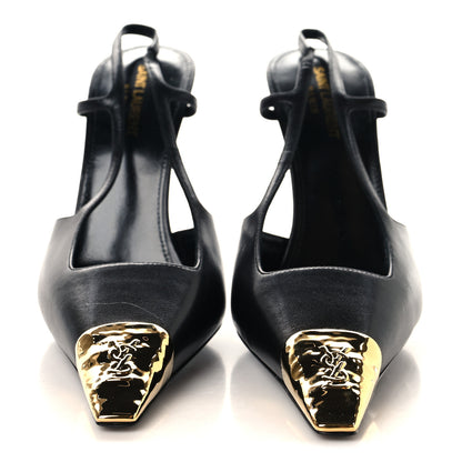 Saint Laurent Smooth Calfskin Jeanne 110 Slingback Pumps 41 Black 3 of 10