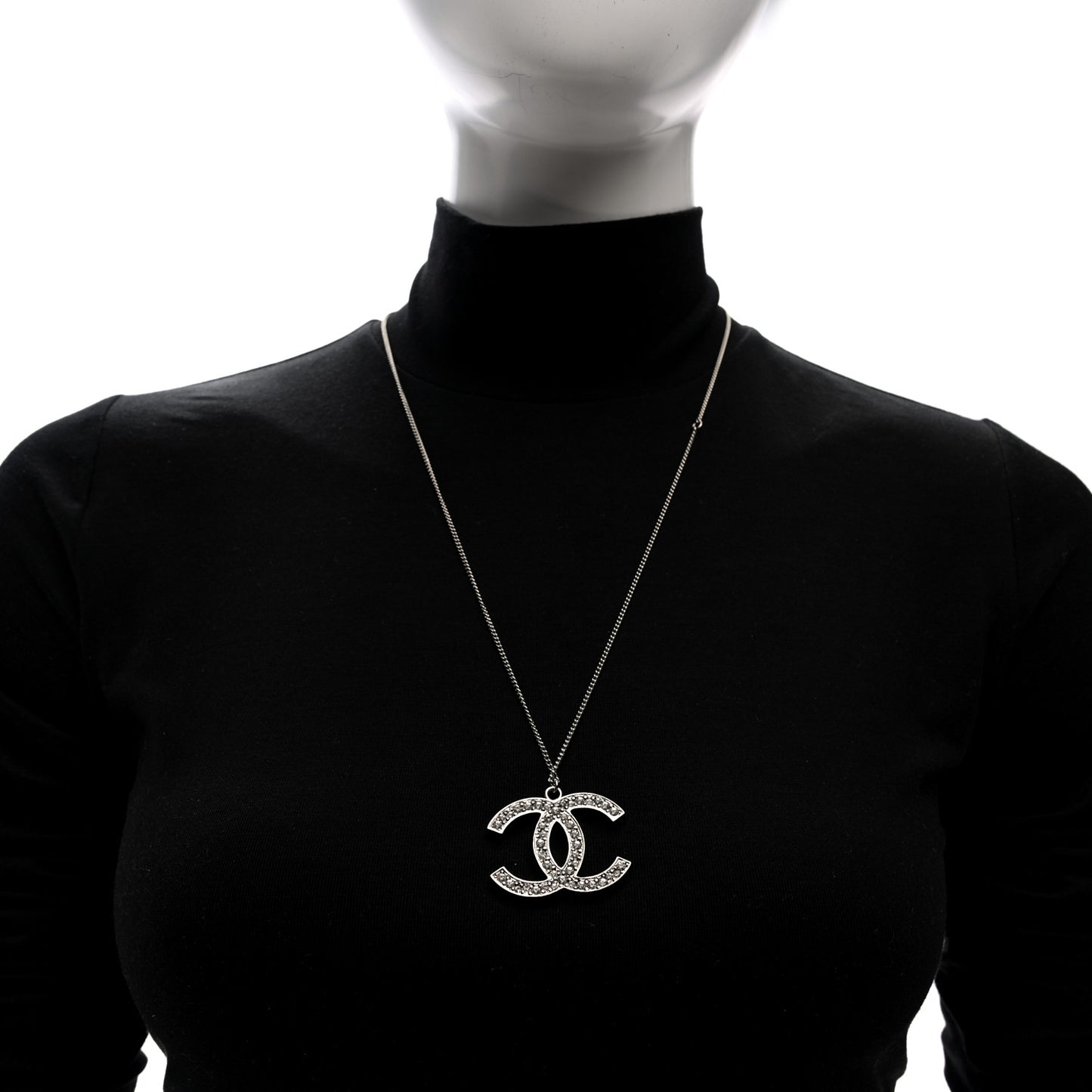 Crystal Large CC Necklace Silver