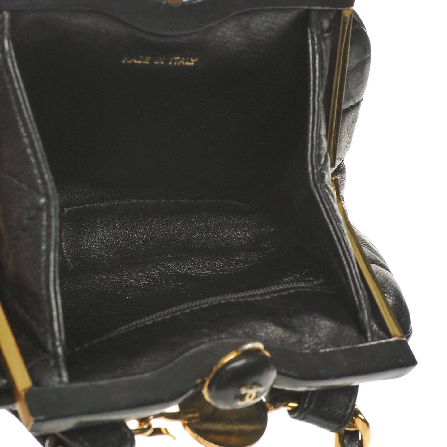 Lambskin Framed Waist Chain Belt Bag Black