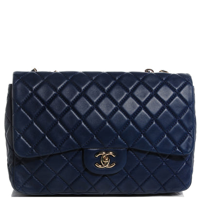 Chanel Lambskin Jumbo Single Flap Dark Blue 1 of 9