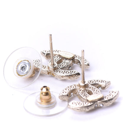 Chanel Pearl Crystal CC Earrings Light Gold 3 of 5