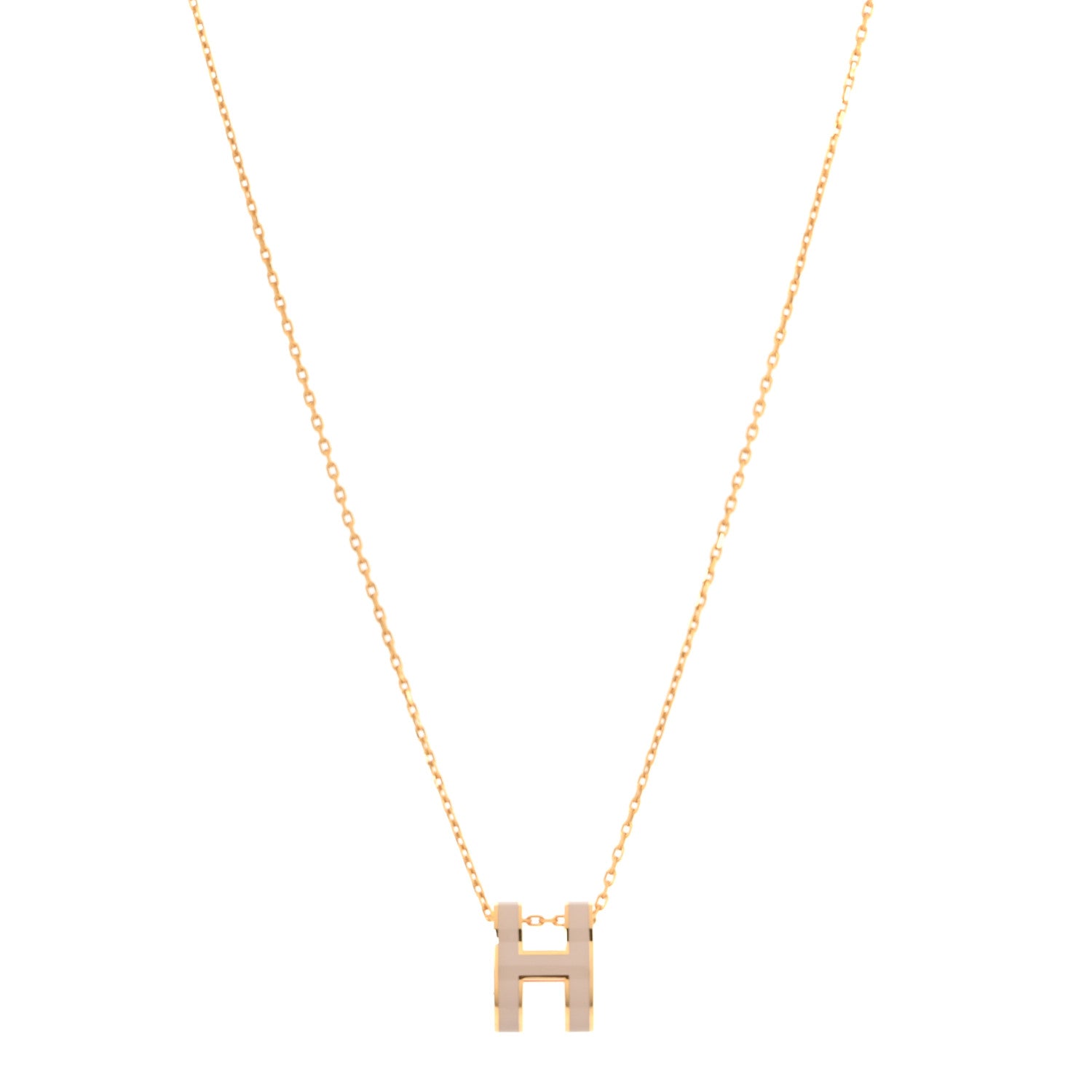 Hermes Lacquered Gold Pop H Pendant Necklace Marron Glace 3 of 5
