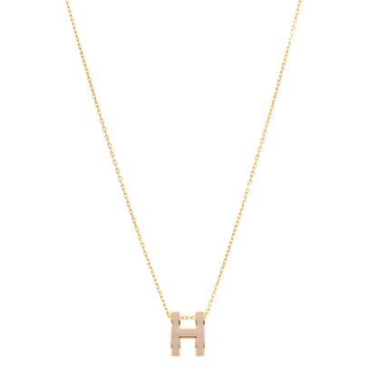 Hermes Lacquered Gold Pop H Pendant Necklace Marron Glace 3 of 5
