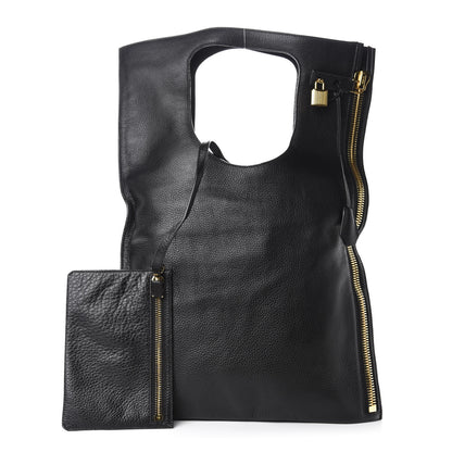 Tom Ford Ramskin Large Alix Padlock Zip Shoulder Bag Black 1 of 12