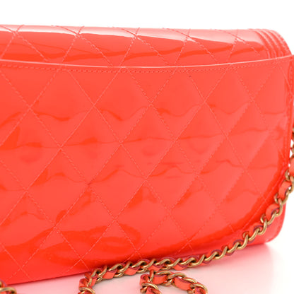 Chanel Patent Calfskin Quilted Boy Wallet on Removable Chain Orange 12 of 12