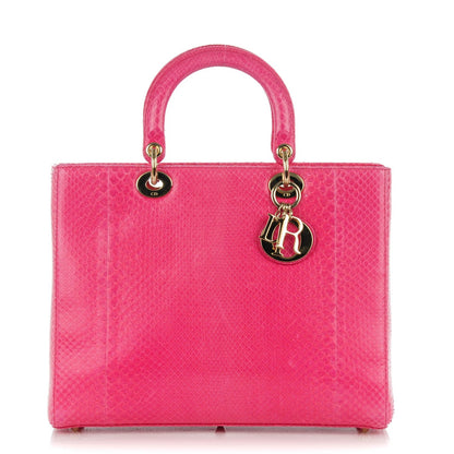 Christian Dior Python Large Lady Dior Fuchsia 1 of 9
