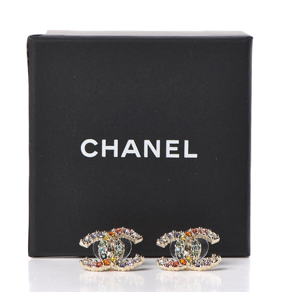 Chanel Crystal Over The Rainbow CC Earrings Gold Multicolor 5 of 5